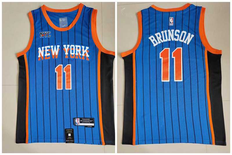 Knicks 11 Jalen Brunson Blue Nike 2023-24 City Edition Swingman Jersey->->NBA Jersey